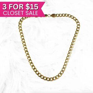 14k Gold Plated Stainless Steel Cuban Chain Choker Necklace 14" Jewelry Chunky
